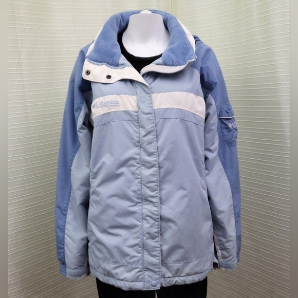 COLUMBIA Winter Shell / Jacket with Hide Away Hood in Blue White (Size L) - Picture 4 of 16